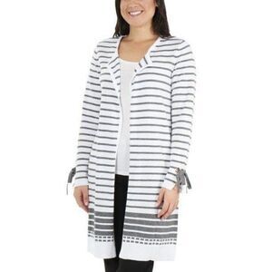 Size XLarge Tie Sleeve Striped Open Front Cardigan